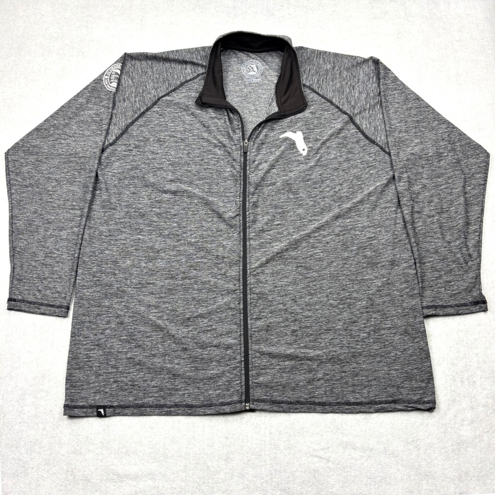 Florida Cracker Trading Co Jacket Mens 2XL Grey Full Zip Performance Sun Shirt